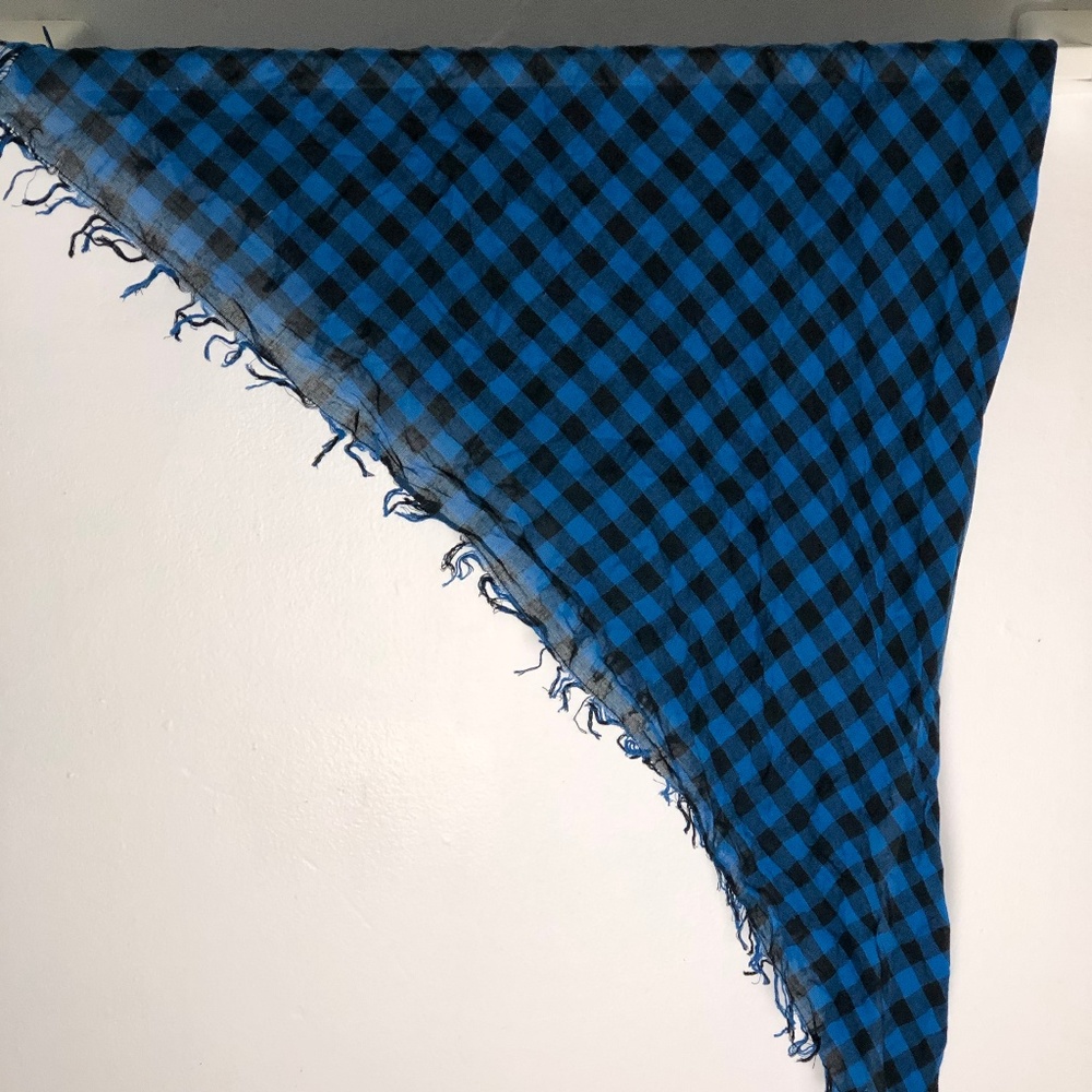 Blue & Black Check 100% Cotton Triangle Scarf